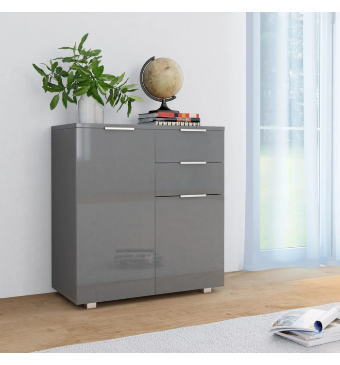 Buffet Gris brillant 71x35x80 cm Bois d'ingénierie | Mobilier & Déco