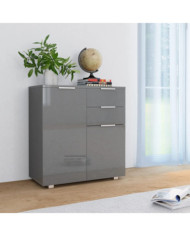 Buffet Gris brillant 71x35x80 cm Bois d'ingénierie | Mobilier & Déco