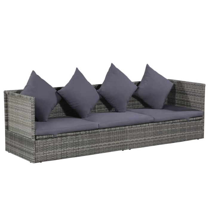 Lit de jardin Gris 200x60 cm Résine tressée | Mobilier & Déco