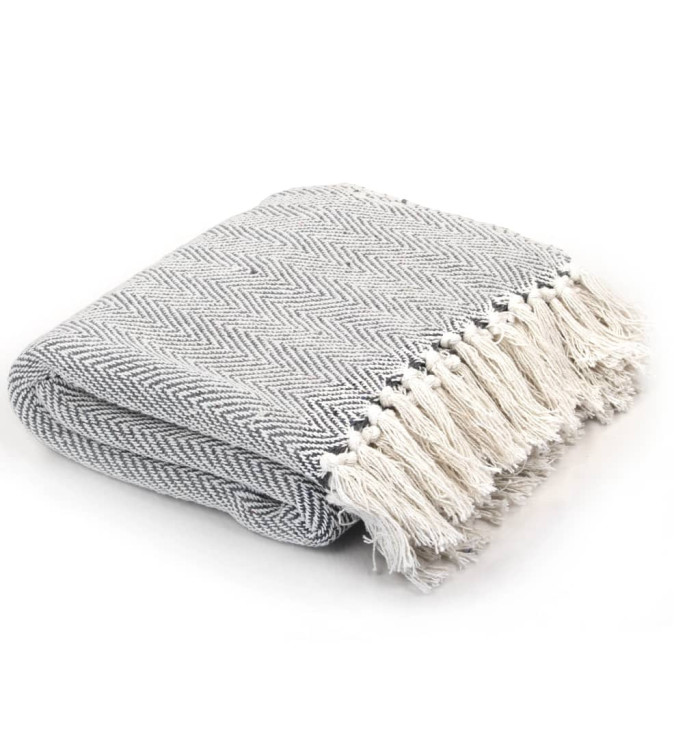 Couverture coton à chevrons 125x150 cm Gris | Mobilier & Déco