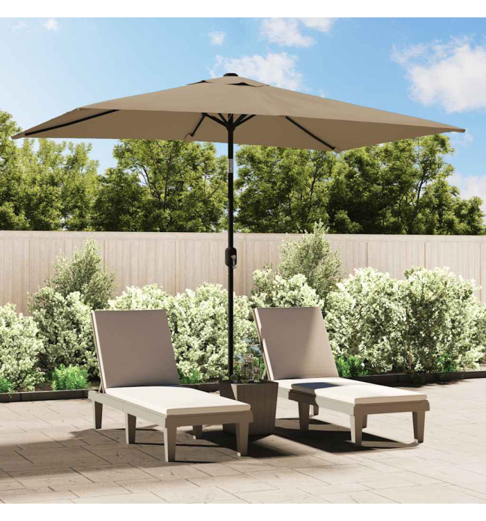Parasol d'extérieur avec mât en métal 300x200 cm taupe | Mobilier & Déco