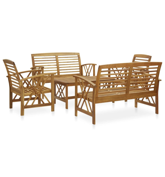 Salon de jardin 5 pcs Bois d'acacia solide | Mobilier & Déco