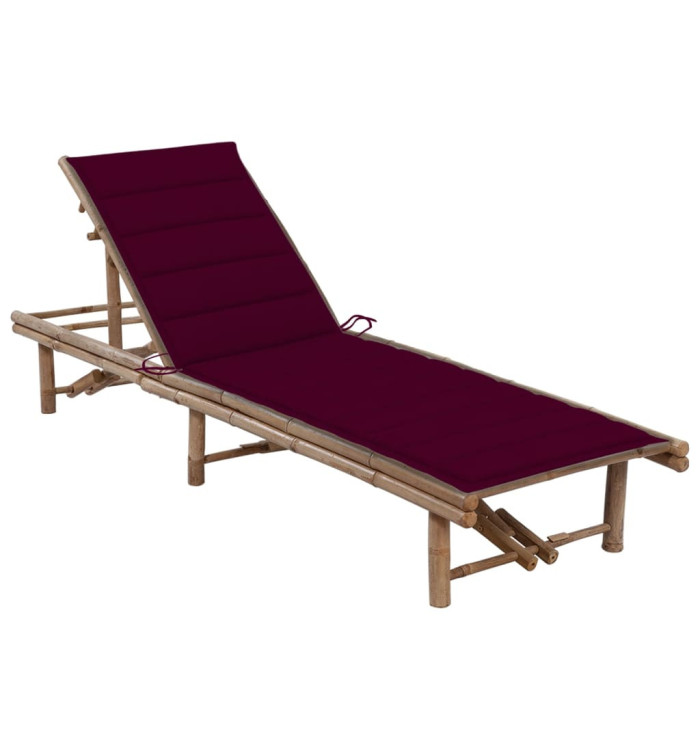 Chaise longue de jardin avec coussin Bambou | Mobilier & Déco