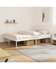 Cadre de lit métal sans matelas et tête de lit blanc 160x200 cm | Mobilier & Déco