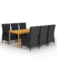 Ensemble à manger de jardin 7 pcs Noir | Mobilier & Déco