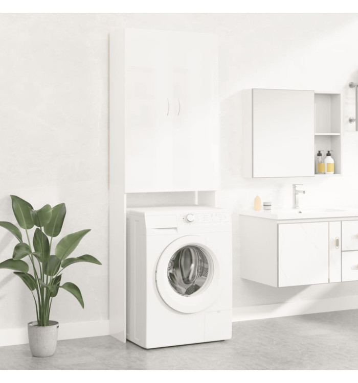 Meuble pour machine à laver Blanc brillant 64x25,5x190 cm | Mobilier & Déco