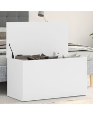 Coffre de rangement Blanc 84x42x46 cm Bois d'ingénierie | Mobilier & Déco