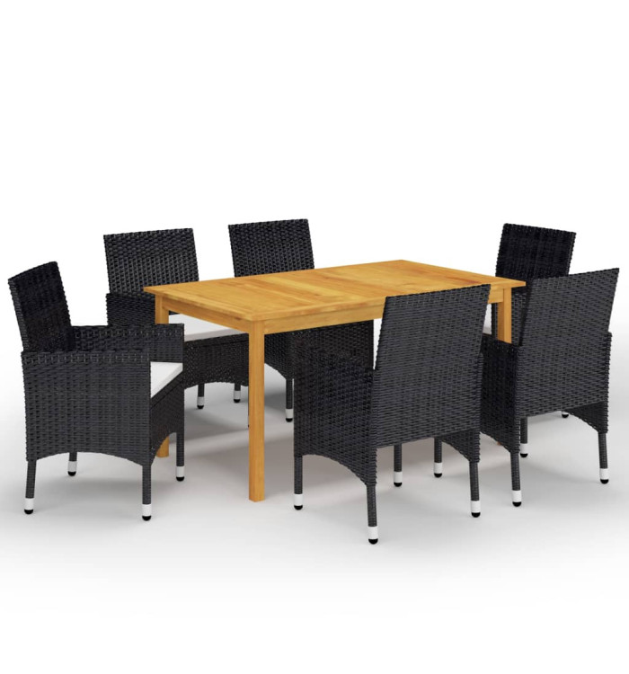 Ensemble à manger de jardin 7 pcs Noir | Mobilier & Déco