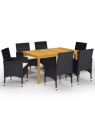 Ensemble à manger de jardin 7 pcs Noir | Mobilier & Déco