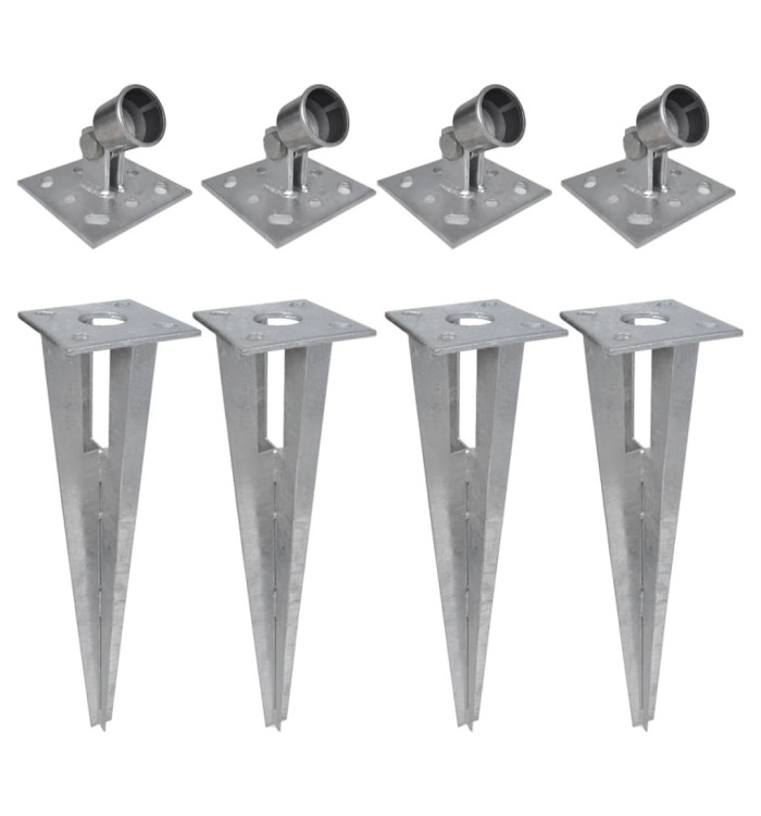 Piquets de poteau d'appui 4 pcs Acier | Mobilier & Déco