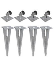 Piquets de poteau d'appui 4 pcs Acier | Mobilier & Déco