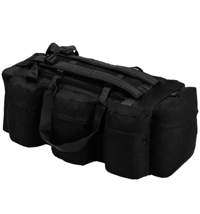 Sac de sport en style militaire 3-en-1 90 L Noir | Mobilier & Déco