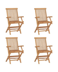 Chaises pliables de jardin lot de 4 Bois de teck solide | Mobilier & Déco