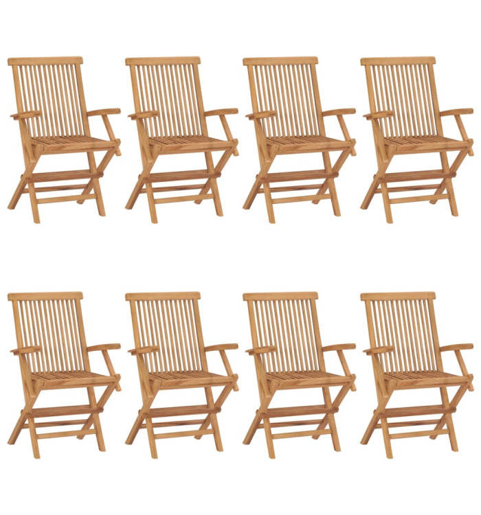 Chaises de jardin lot de 8 Bois de teck massif | Mobilier & Déco