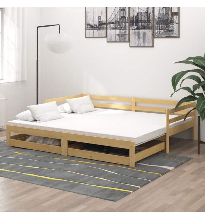 Lit coulissant sans matelas 2x(90x200) cm Bois de pin massif | Mobilier & Déco