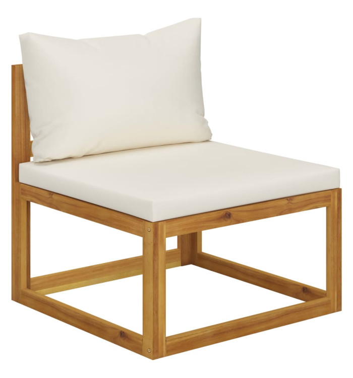 Canapé central sectionnel et coussin blanc crème Bois d'acacia | Mobilier & Déco