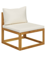 Canapé central sectionnel et coussin blanc crème Bois d'acacia | Mobilier & Déco