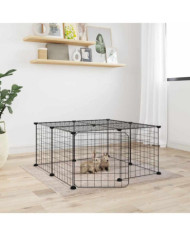 Cage animaux de compagnie à 12 panneaux et porte Noir 35x35 cm | Mobilier & Déco