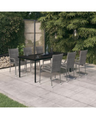 Ensemble à manger de jardin 7 pcs Gris et noir | Mobilier & Déco