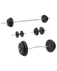 Ensemble d'haltères et de barres avec plaques 90 kg | Mobilier & Déco