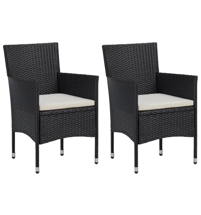 Chaises de jardin lot de 2 Résine tressée Noir | Mobilier & Déco