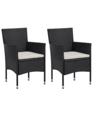 Chaises de jardin lot de 2 Résine tressée Noir | Mobilier & Déco