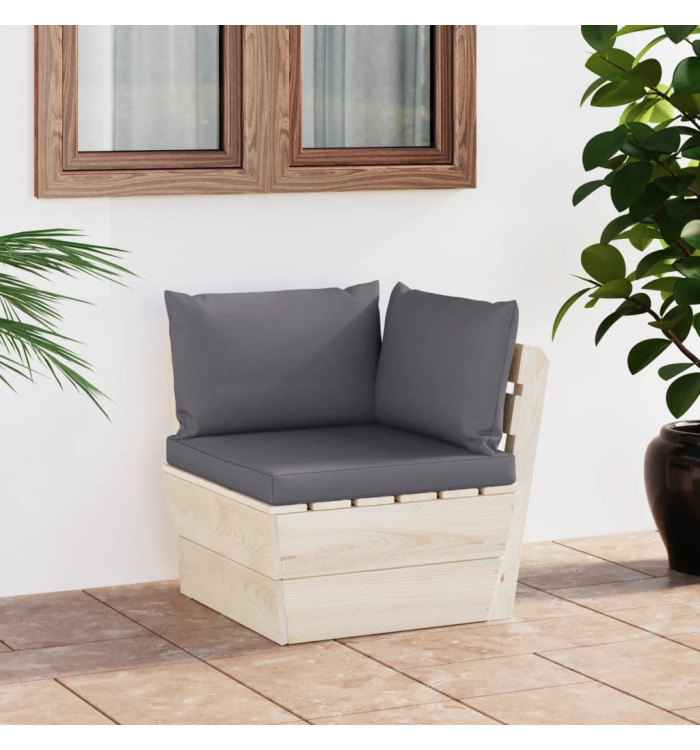 Canapé d'angle palette de jardin avec coussins Épicéa imprégné | Mobilier & Déco