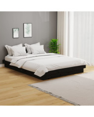 Cadre de lit sans matelas noir bois massif | Mobilier & Déco