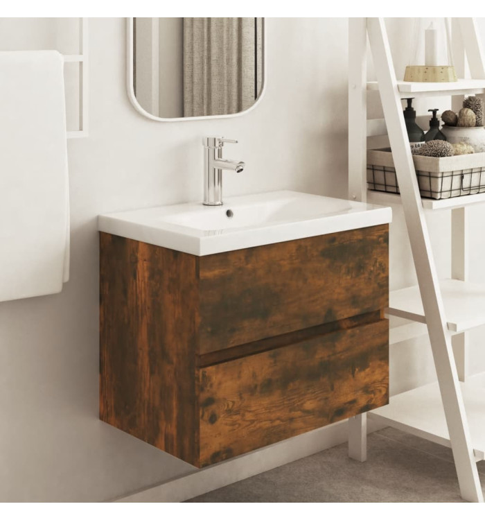 Armoire de lavabo Chêne fumé 60x38,5x45 cm Bois d'ingénierie | Mobilier & Déco