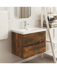 Armoire de lavabo Chêne fumé 60x38,5x45 cm Bois d'ingénierie | Mobilier & Déco