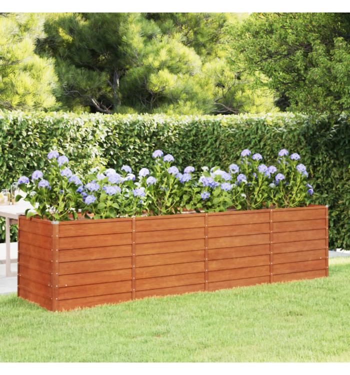 Lit surélevé de jardin rouillé 320x80x77 cm acier corten | Mobilier & Déco