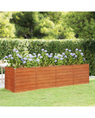 Lit surélevé de jardin rouillé 320x80x77 cm acier corten | Mobilier & Déco