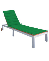 Chaise longue avec coussin Bois d'acacia et acier galvanisé | Mobilier & Déco
