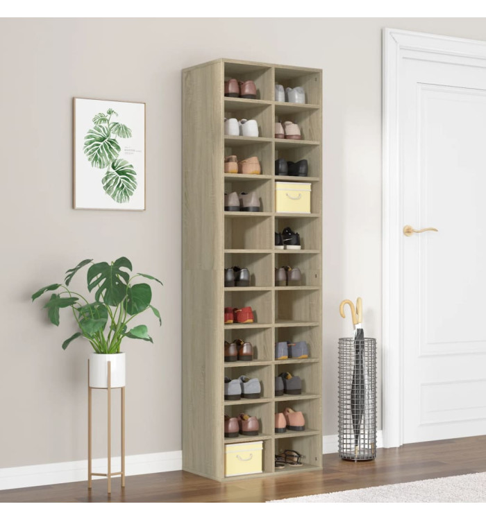 Armoire à chaussures chêne sonoma 54x34x183cm bois d'ingénierie | Mobilier & Déco