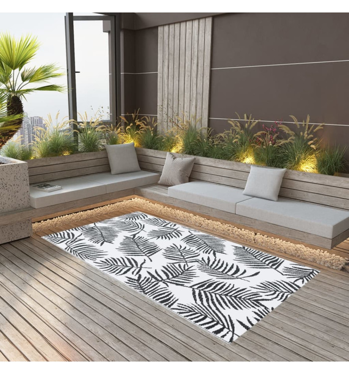 Tapis d'extérieur ARAKIL Blanc et noir 190x290 cm PP | Mobilier & Déco