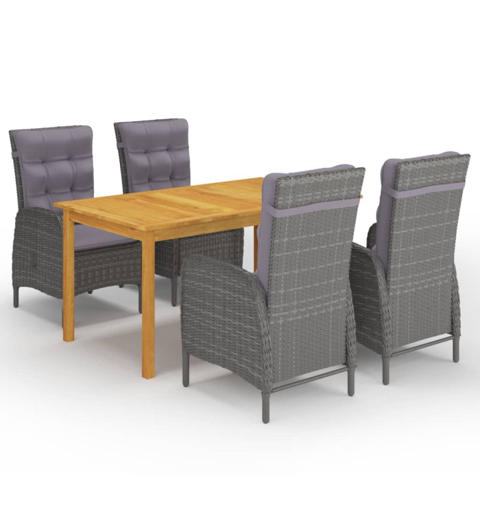 Ensemble à manger de jardin 5 pcs Gris | Mobilier & Déco