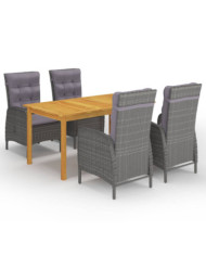 Ensemble à manger de jardin 5 pcs Gris | Mobilier & Déco