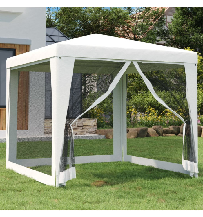Tente de réception 4 parois latérales en maille 2,5x2,5 m Blanc | Mobilier & Déco