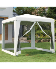 Tente de réception 4 parois latérales en maille 2,5x2,5 m Blanc | Mobilier & Déco