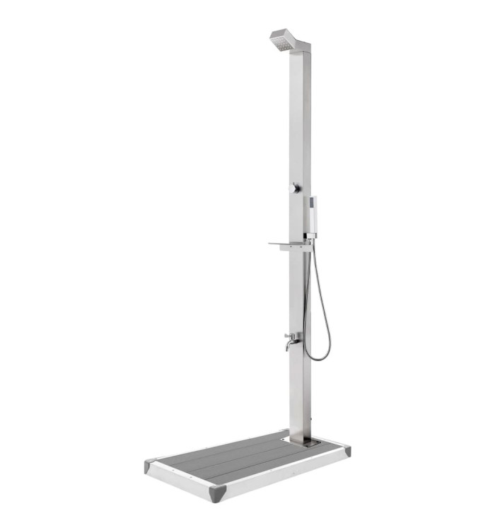 Douche de jardin avec base gris 225 cm Acier inoxydable | Mobilier & Déco