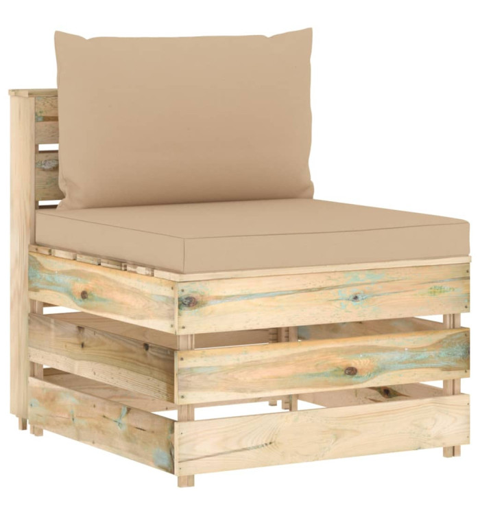 Canapé central sectionnel avec coussins Bois imprégné de vert | Mobilier & Déco