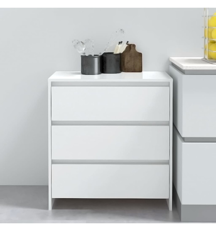 Buffet Blanc brillant 70x41x75 cm Bois d'ingénierie | Mobilier & Déco