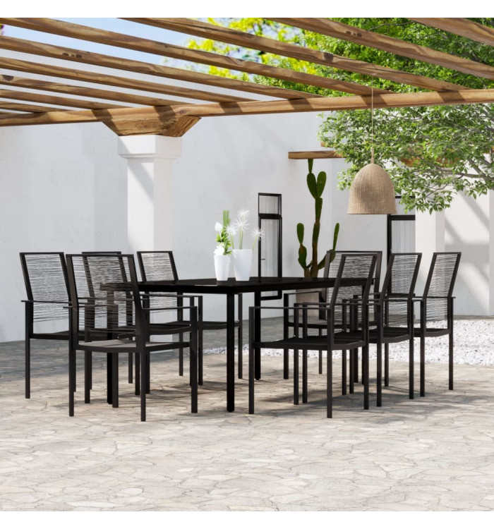 Ensemble à manger de jardin 9 pcs Noir | Mobilier & Déco