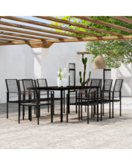 Ensemble à manger de jardin 9 pcs Noir | Mobilier & Déco