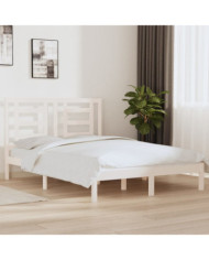 Cadre de lit sans matelas blanc 140x190 cm bois de pin massif | Mobilier & Déco