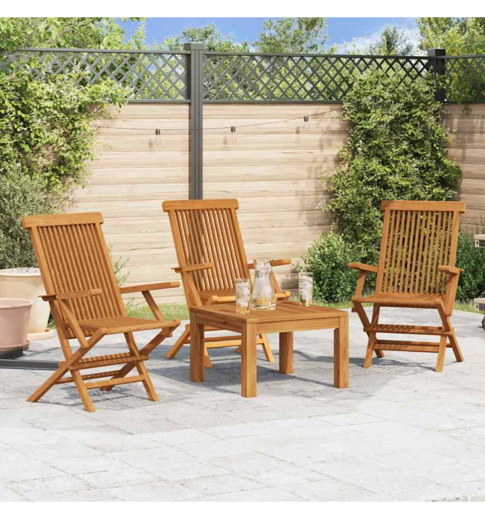 Chaises de jardin lot de 3 Bois de teck massif | Mobilier & Déco