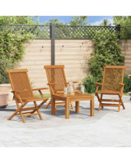 Chaises de jardin lot de 3 Bois de teck massif | Mobilier & Déco