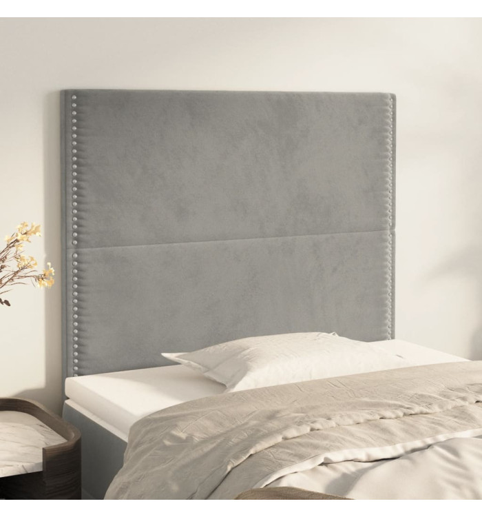 Têtes de lit 2 pcs Gris clair 100x5x78/88 cm Velours | Mobilier & Déco