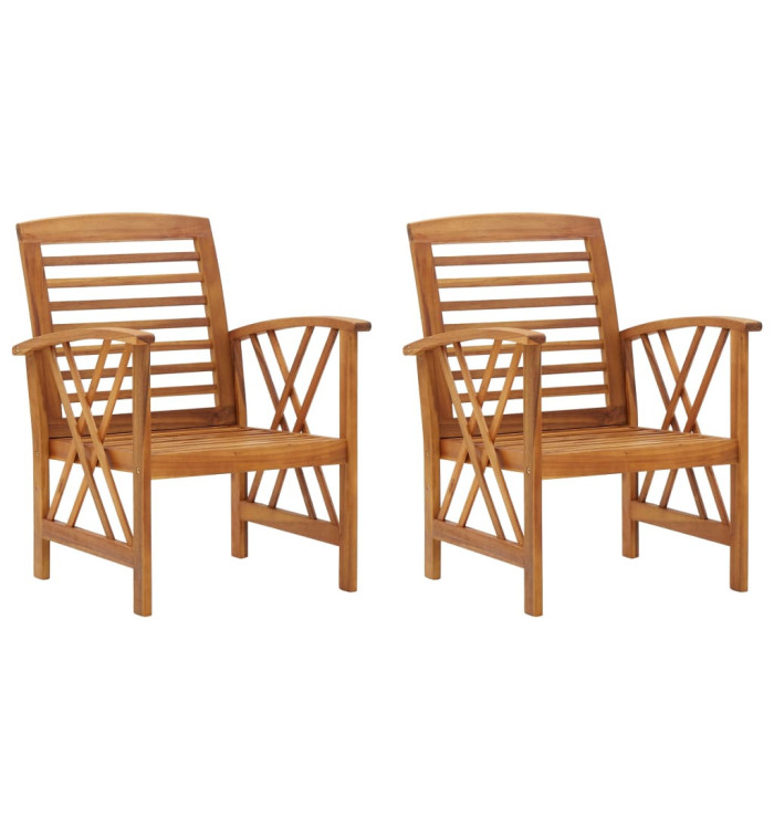 Chaises de jardin lot de 2 Bois d'acacia massif | Mobilier & Déco