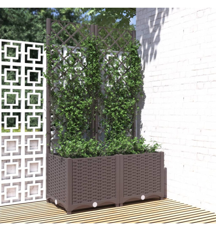 Jardinière avec treillis Marron 80x40x136 cm PP | Mobilier & Déco